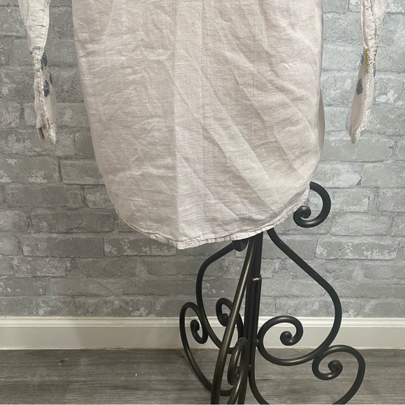 Johnny Was Biya Cream and Blue Mixed Print Long Sleeve Tunic - Picture 13 of 13